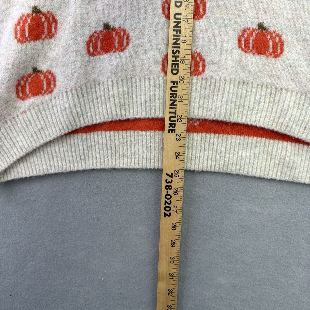 Vince Camuto Sweater Womens L Beige Pumpkin Print Fall Fest Holiday Knit Comfy - Picture 10 of 16